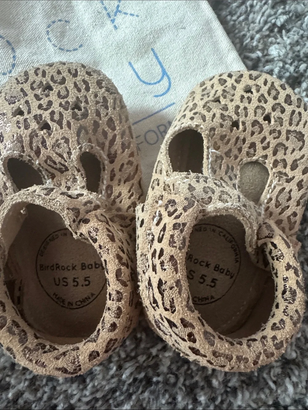 Bird Rock Baby Tan Leopard Print Mary Jane Baby Shoes